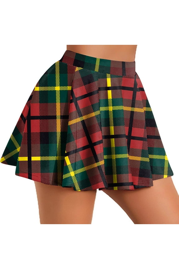 Lime Green Juniors Loose Fit Skorts for Women Spandex Modest Ruched Plaid High Cut Mini Petite 2025 Clothing Trendy S