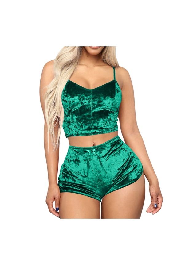 Lime Green Women Velour Tops Shorts Pajamas Night Gowns 2PC Set for Women Match 2 Piece Straight Leg Plain Fall Winter 2PC Sets 2025 Clothes Fashion XL