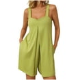 thumbnail image 1 of Lime Green Womens Casual Going Out Button Overalls Shortalls Shorts Catsuit for Ladies Loose Fit Straight Leg Basic Summer Fall Jumpsuits Shortalls 2026 Clothes Trendy S, 1 of 7