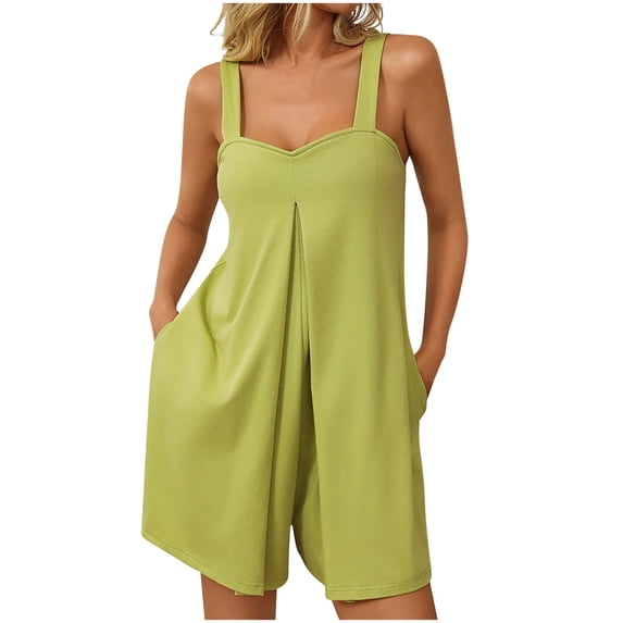 Lime Green Womens Casual Going Out Button Overalls Shortalls Shorts Catsuit for Ladies Loose Fit Straight Leg Basic Summer Fall Jumpsuits Shortalls 2026 Clothes Trendy S