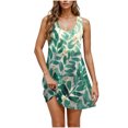 thumbnail image 1 of Lime Green Womens Crew Neck Spandex Dresses Brunch Dresses for Ladies Sleeveless Floral Graphic Loose Fit Midi Knee Length Summer Fall Dresses 2025 Clothes Fashion Y2K XL, 1 of 6