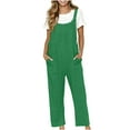 thumbnail image 1 of Lime Green Womens Thin Overall Straight Leg Plain Long Leg Pants Loose Fit Overalls Pants Romper for Women Faux Linen Lounge Summer Fall Pants 2025 Clothing XXL, 1 of 8