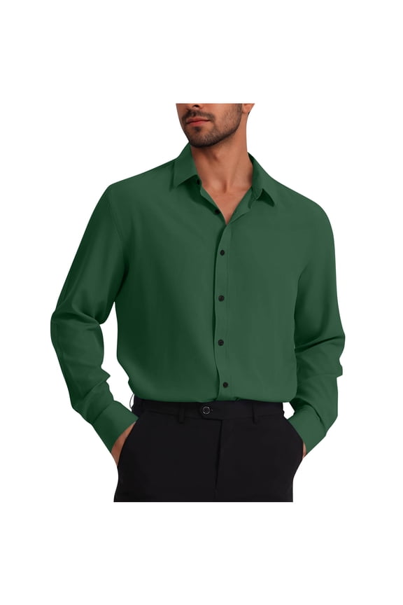 Lime Green Work Modest Lounge Uniform Button T Shirt for Mens Summer Fall Long Sleeve Turtleneck Basic Tee Shirt Tops Man 2026 Clothing XXL
