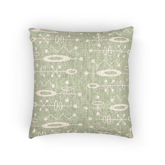 Simplified Shell Image Lime Green and White Atomic Geometric Decorative Woven Pillow, 17 x 18 ...