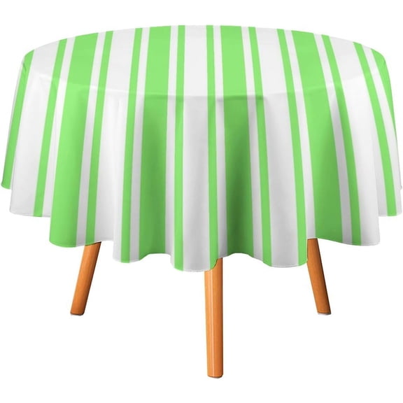 Lime Green and White Candy Stripes Tablecloth Washable Dinng Table Covers Decorative for Kitchen & Table Linens 60" x 60"