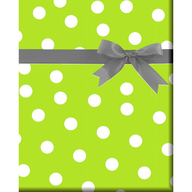 Lime Green and White Polka Dot Specialty Gift Wrapping Paper Premium Specialty 15Ft Roll