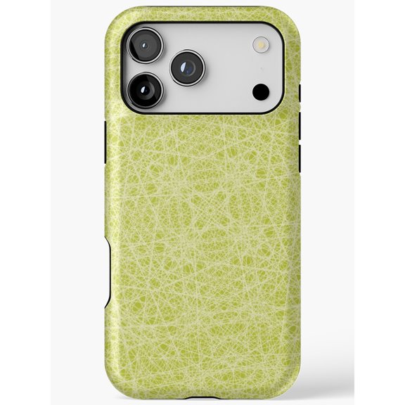 Lime Green and White Tangled Line Texture Tough Case for Apple iPhone, Dual-Layer Polycarbonate and TPU