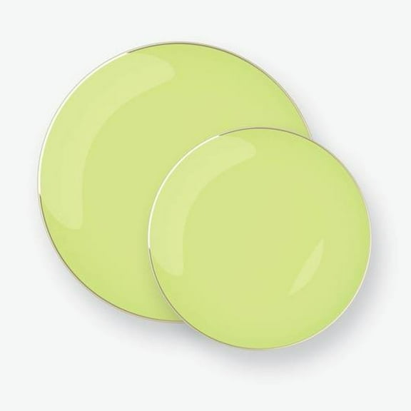 Lime Green w/ Gold Rim 7" Plastic Wedding Salad Plates 10ct.