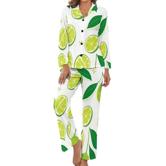 Lime Harvest Pajamas Woman Vintage Pajamas Set 2 Piece Long-Sleeve Comfortable Oversized Home Suit