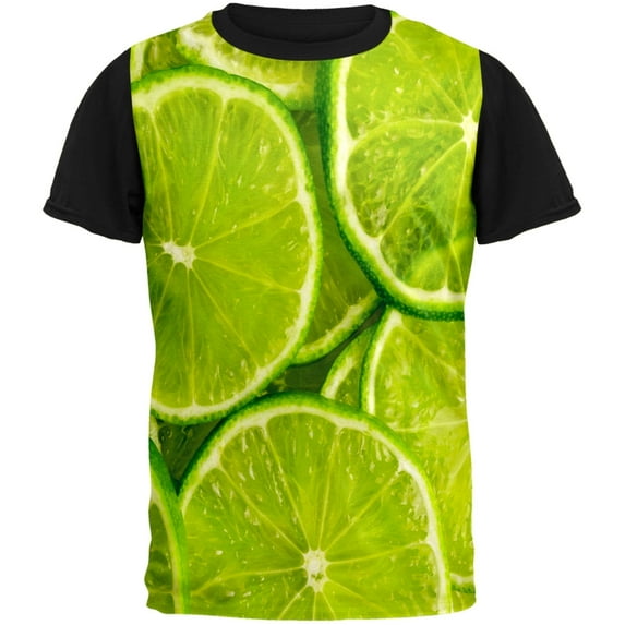 Lime Limes Citrus Adult Black Back T-Shirt - Large