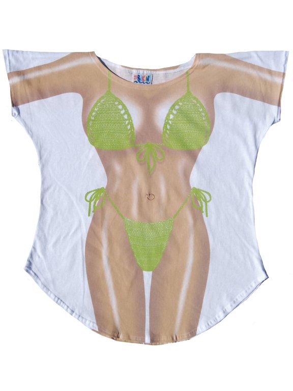 Lime Macrame Bikini Cover-Up Ladies T-Shirt Size M/L