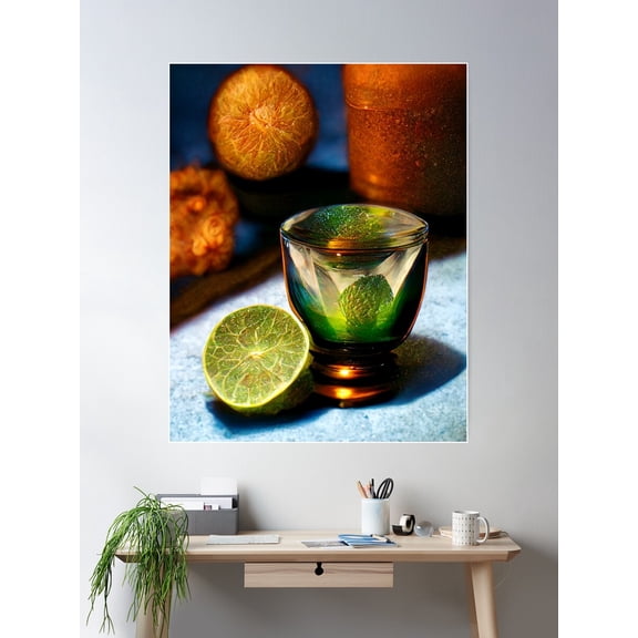 Lime Margarita Still Life Poster Wall Art, Modern Wall Decor For Living Room Bedroom, 16x24 UNFRAMED