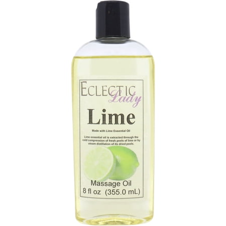 Lime Massage Oil by Eclectic Lady, 8 oz, Sweet Almond Oil and Jojoba Oil