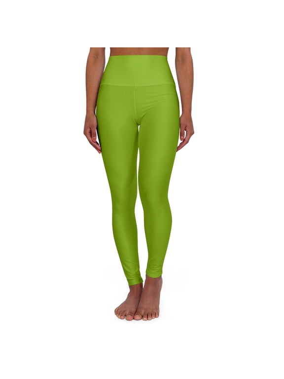 Lime Moss Color High-Waist Yoga Leggings Women's Seamless Poly-Span Stretchy Pants XS-2XL