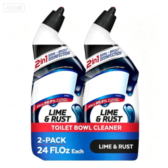 Lime & Rust Toilet Bowl Cleaner, Removes Limescale & Rust Stains, 2 Pack