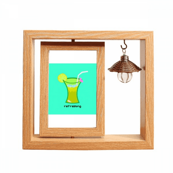 Lime Scrawl Summer Drink Beverage Wooden Rotating Picture Photo Frame 4x6