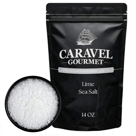 Caravel Gourmet Lime Sea Salt, Finishing and Cocktail Rimmer Salt, 14 oz Salt Refill Pouch