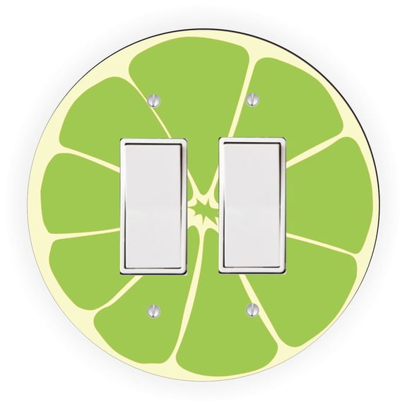 Lime Slice Design - Round Light Switch Plate Cover - Double Rocker