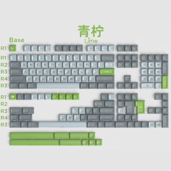 Lime Theme Keycap Set, SA Profile ABS Double Shot Keycaps for F87 Pro Wooting ATK68