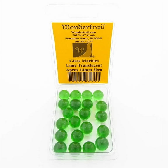 Lime Translucent Marbels 14mm Glass Marbles Pack of 20 Wondertrail