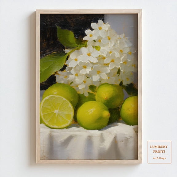 Lime Wall Art, Citrus Kitchen Print, Lime Print, Green Kitchen Decor, Fresh Fruit Print, Rustic Wall Art, Home Decor #2199, Stretched Canvas Size 12x18