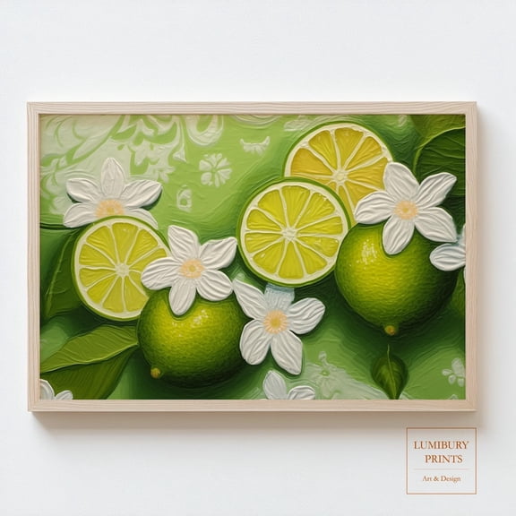 Lime Wall Art, Lime Print, Citrus Kitchen Print, Green Kitchen Decor, Fruit Art Print, Rustic Kitchen Art, Home Decor #2200, Unframed Canvas Size 24x36
