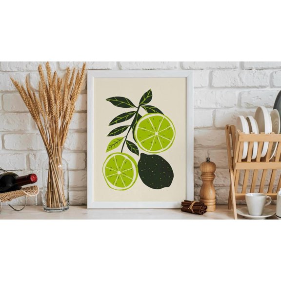 Lime Wall Art Print Bright Kitchen Decor