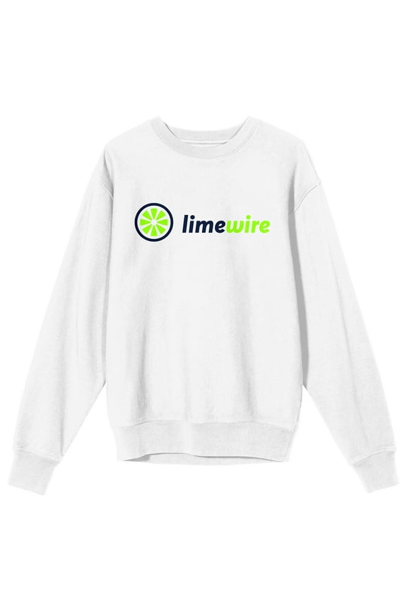 Lime Wire Neon Logo Crew Neck Long Sleeve White Adult Sweatshirt
-Small