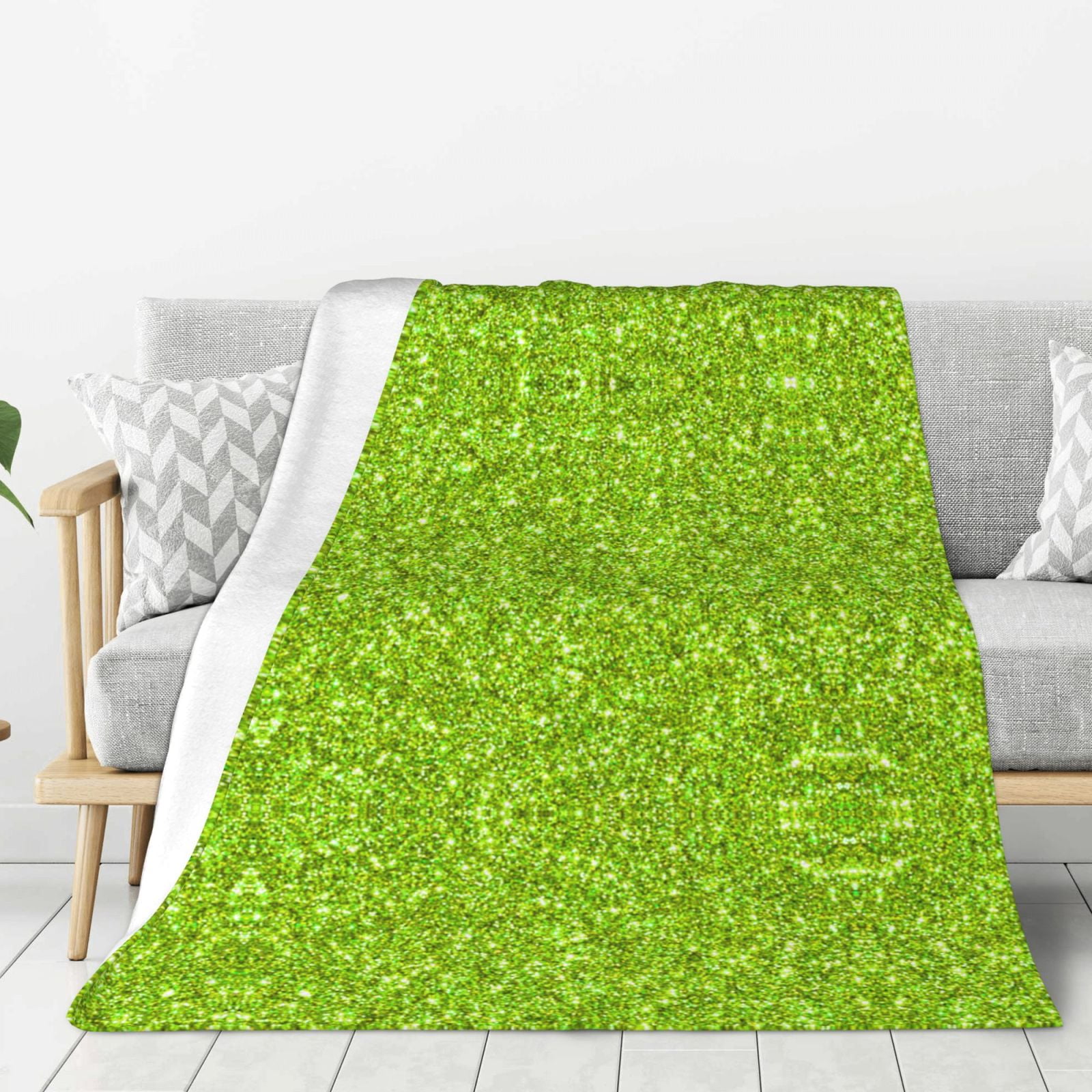 Lime green glitter Throw Blanket Super Soft Cozy Plush Throw Blanket for Couch Sofa Bed Lightweight Fuzzy Comfy Warm Flannel Blanket Throws All Season Use 50 x40 Walmart