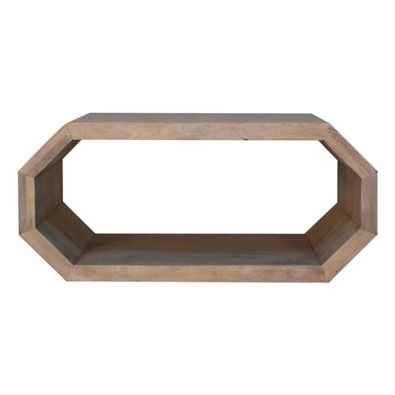 Lime marble - finished solid wood hexagonal coffee table for contemporary spaces provides room for books and drinks