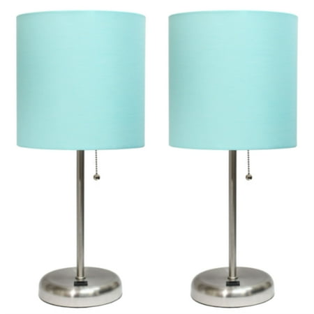 Limelights - Stick Lamp with USB charging port and Fabric Shade 2 Pack Set