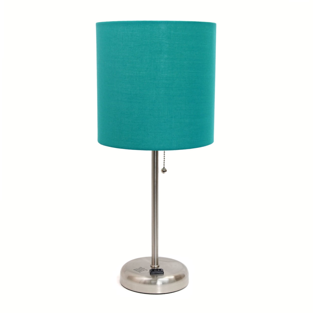 LimeLights Stick Lamp with Charging Outlet and Fabric Shade Brushed