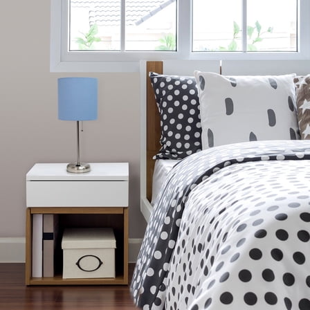 LimeLights Stick Lamp with Charging Outlet and Fabric Shade - Brushed Steel