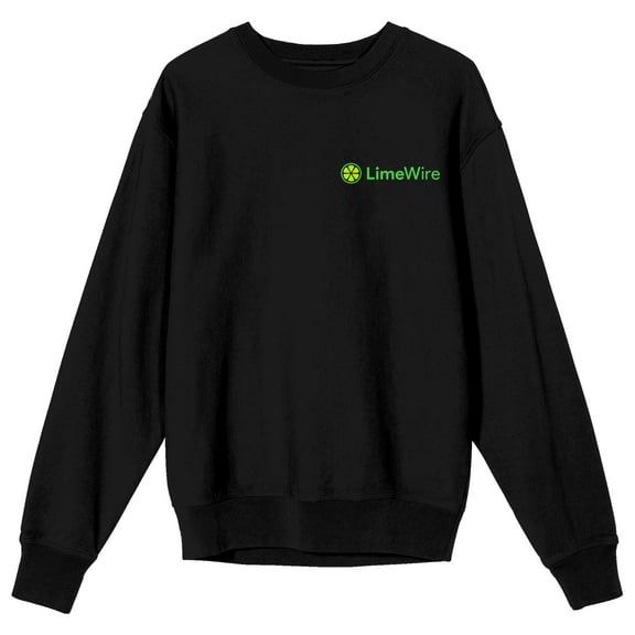 LimeWire Logo Crew Neck Long Sleeve Black Adult Sweatshirt
-Large