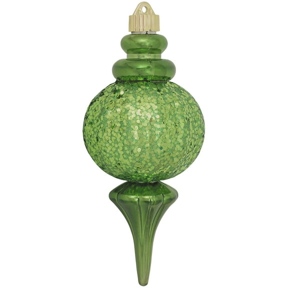 Limeade 8 2/3" (220mm) Shatterproof Ripple Ball Finial with Lime Glitz (1)