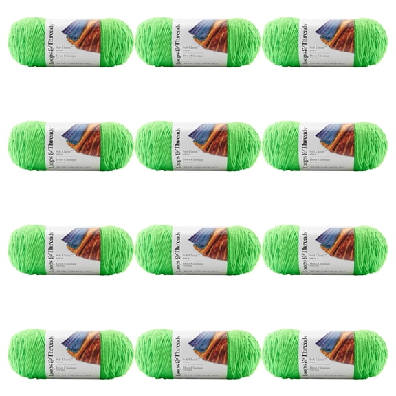 Loops & Threads Limeade Soft Classic Neon Yarn - Medium Weight Yarn for Knitting, Crochet, Weaving, Arts & Crafts, 12 Pack