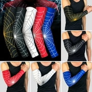 Limei 1 Pack Compression Arm Sleeves for Men Women UV Sun Protection Arms Sleeves Cooling Baseball Sleeves Tattoo Cover Up Sleeve for Football Golf Running Cycling Golfing (Spider Web Pattern)