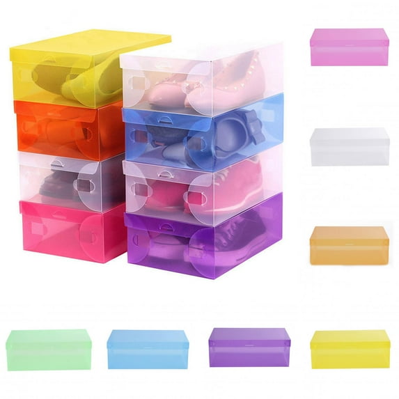 Limei 1 Pack Stackable Shoe Box Foldable Clear Plastic Sneaker Display Box, Shoe Storage Box with Front Entry and Sturdy Frame, Space Saving Shoe Container Bin, Green