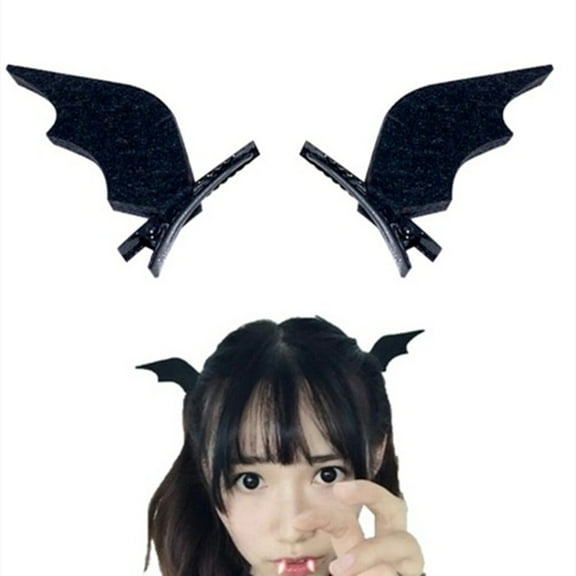 Limei 1 Pair Halloween Hair Pin Decorate Hair Stainless Cosplay Black Bat Wing Halloween Hair Clamp Headdress