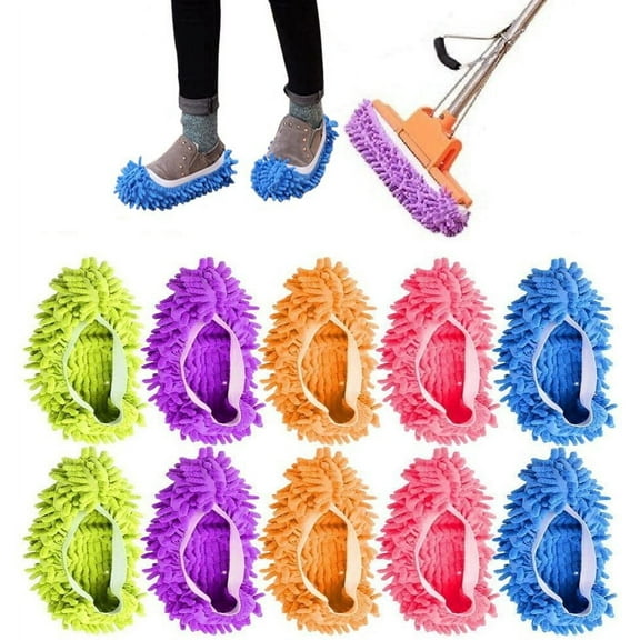 Limei 1 Pair Mop Slippers Shoes Cover Dust Duster Slippers Cleaning Floor House Washable, Blue