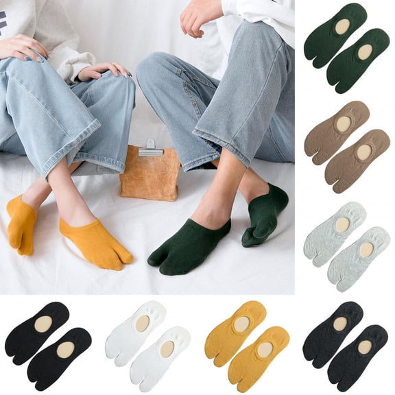 Limei 1 Pair Tabi Socks V Toe Flip-flop Socks Non Slip No Show Socks Flat Boat Line for Men Women Girls Boys (Light Gray)