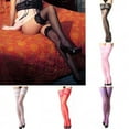 thumbnail image 1 of Limei 1 Pair Women Thigh High Stocking Lace Top Stockings Silky Stocking Tights for Women Girls (Purple), 1 of 7