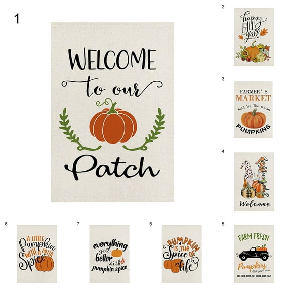 Limei 1 Pcs Thanksgiving Garden Flag, Fall Welcome Flag Fabric Rustic Garden Thanksgiving Flag Home Decoration for Halloween Thanksgiving Festival