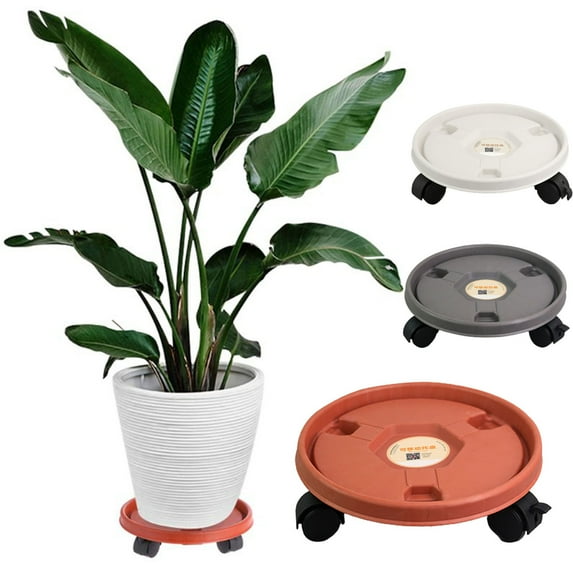 Limei 10.2" Plant Pallet Caddy Plant Stand with Lock Wheels, Round Flower Pot,Planter Trolley Casters, Moving Plant Pot Saucer (Brick Red 1PC)