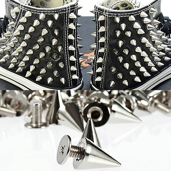 Limei 100 Pcs 9.5mm Silver Cone Spikes Screwback Studs DIY Craft Cool Rivets Punk