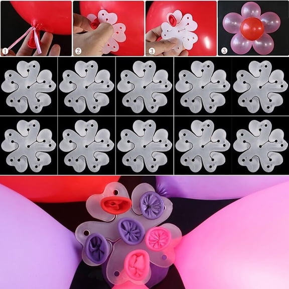 Limei 10Pcs Flower Shape Balloon Clip Tie Holder Birthday Wedding Party Decoration