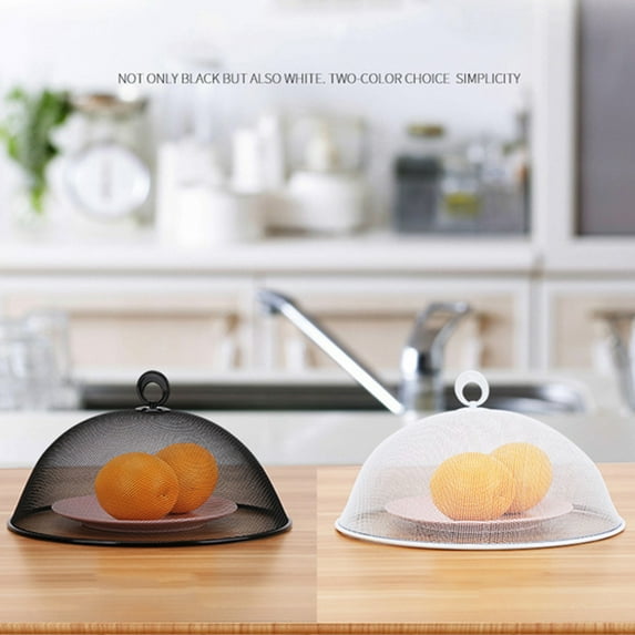 Limei 11.8 inch Mesh Food Cover Metal Mesh Screen Food Tent Dining Table Round Umbrella Reusable Outdoor Picnic Food Lid (Black)