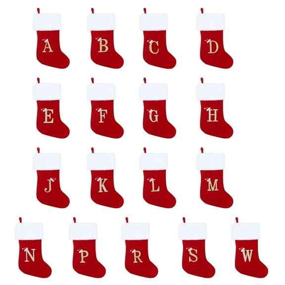 Limei 17.8 Inches Initial Monogram Embroidered Christmas Stocking Grey Velvet with White Super Soft Plush Cuffs Christmas Decorations Stocking-C