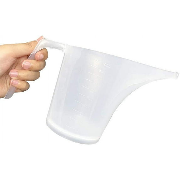 Limei 1Pack 1000 ml Plastic Funnel Pitcher Long Spout Measuring Cup Easy Pour Measuring Cup with Funnel Spout for Bakeware Molds,Pancake,Batter,Muffin,Cakes,Soap Making