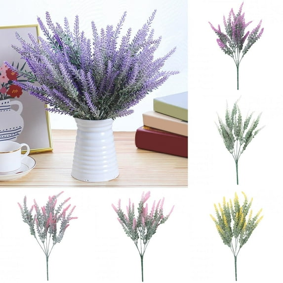 Limei 1Pc Artificial Lavender Flowers Artificial Flowers and Plants UV Resistant Plastic Outdoor Indoor Purple Fake for Home Decor Garden Farmhouse Porch Pot Window Box Wedding Home Christmas